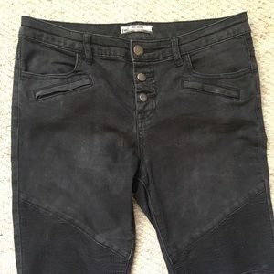 Free People washed black moto jeans